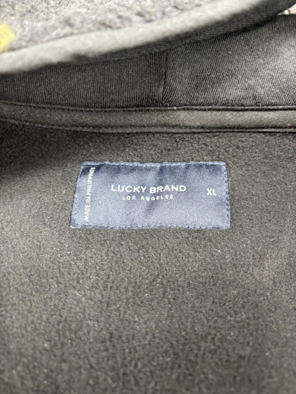 Lucky Brand Mens XL Aztec Pattern Fleece Pullover Hoodie With Zip Pocket Black/G - Picture 3 of 9